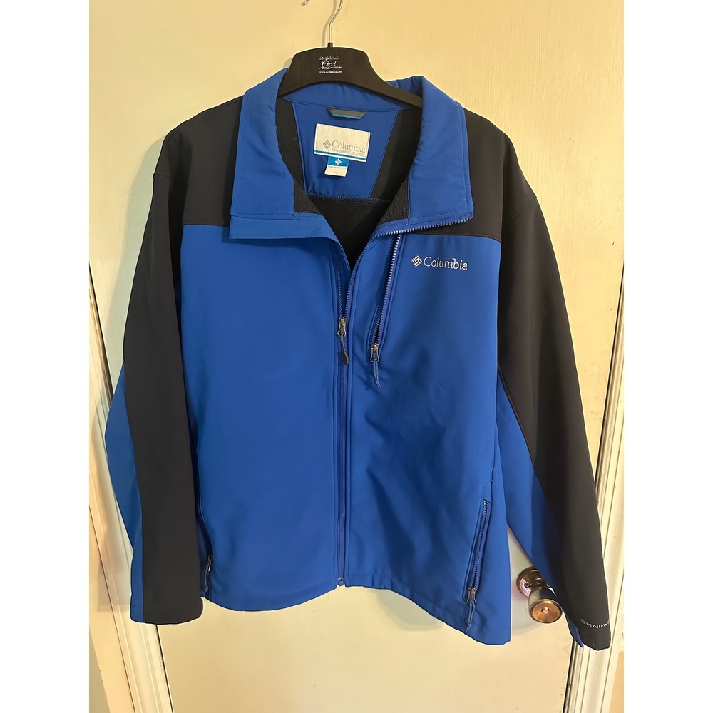 Columbia Mens XL Omni-Wind Block Softshell Jacket Blue & Navy Full Zip Coat